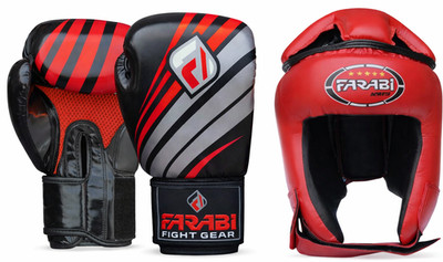 Farabi Boxhandschuhe & Kopfschutz Set Sparring Training Kopfschutz 10OZ bis 16OZ