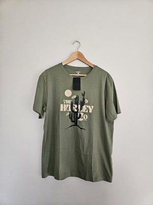 New Hurley Mens Short Sleeve Desert Graphic Cotton Shirt Green Size Large 