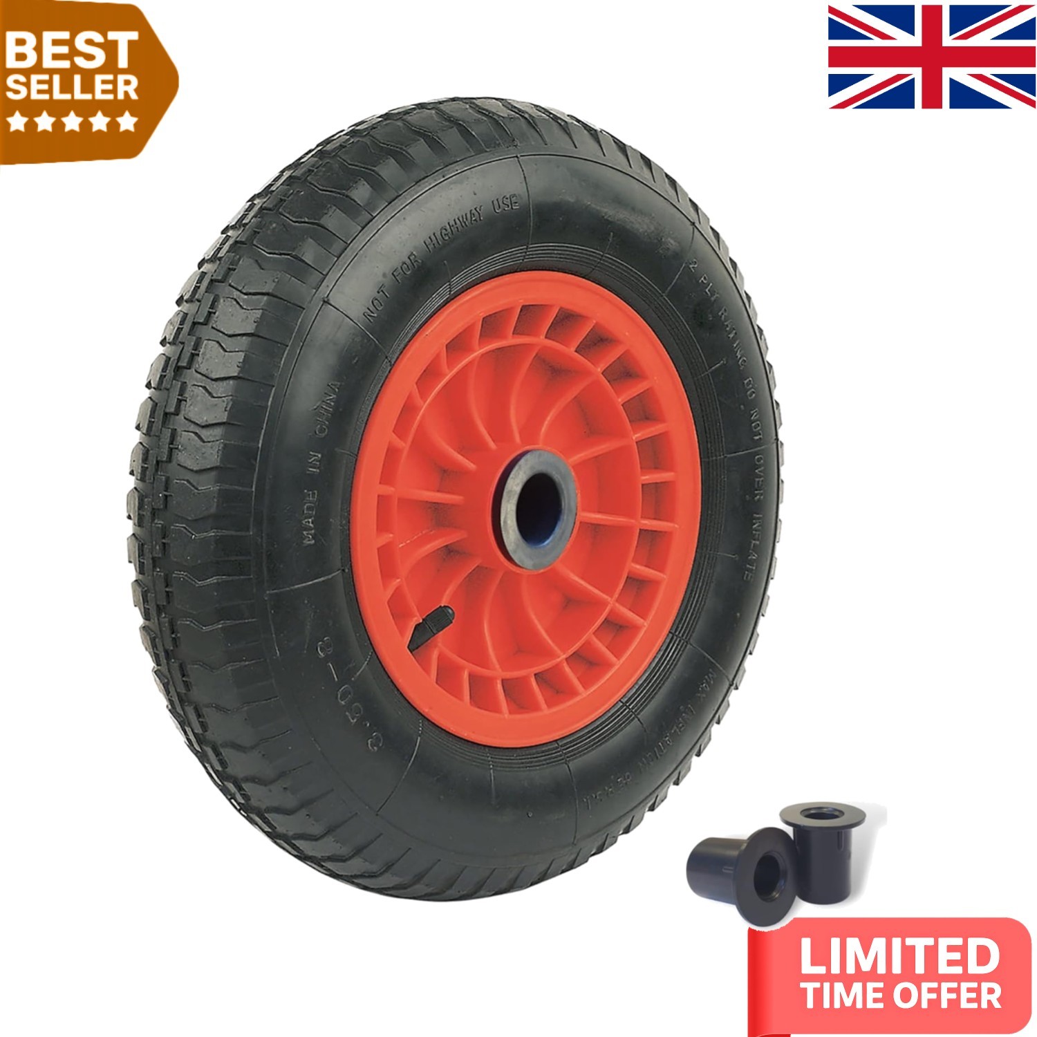 Universal Fit 14-Inch Pneumatic Wheel with High Elasticity for Rough Terrain