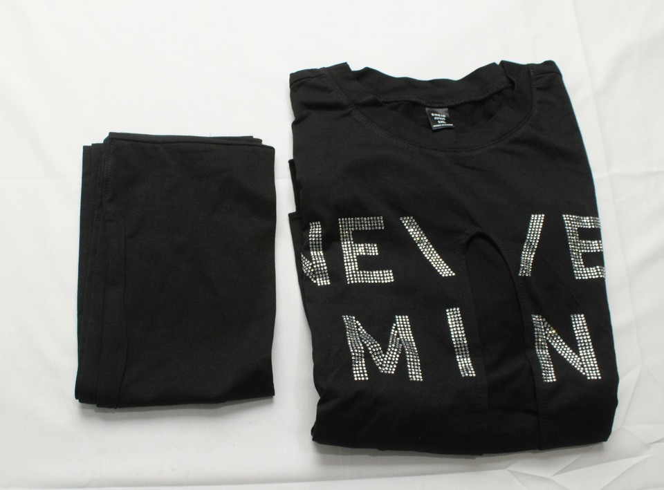Shein Women's Plus SXY Rhinestone Slogan Graphic Cut Out Tee AG4 Black Size 1XL