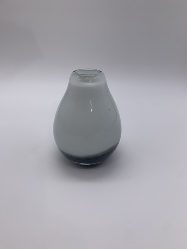 Vtg. Hand Blown Art Glass Vase/Reed Diffuser 5” White & Charcoal Bulb Shape - Picture 4 of 12