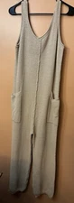 Anrabess Women’s Sleeveless Knit Jumpsuit Medium Khaki NWT