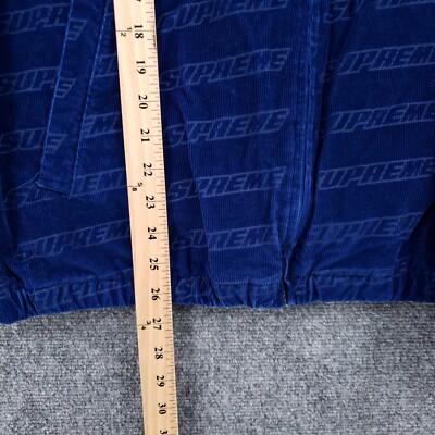Supreme Jacket Mens L Large Blue Debossed Logo Corduroy Full Zip