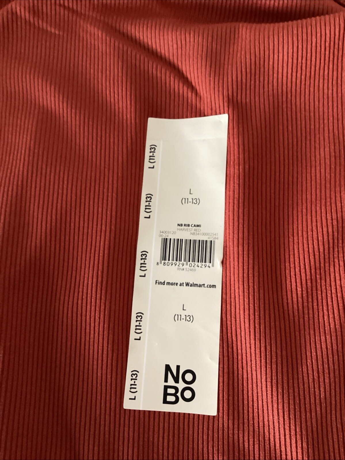 NO BOUNDARIES RIB CAMI/TANK HARVEST RED STRETCH KNIT Sz. Jr. L*