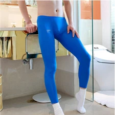 Mens Long Johns Bottoms Ultra-thin Sexy Underwear Lounge Pants Cool Legging