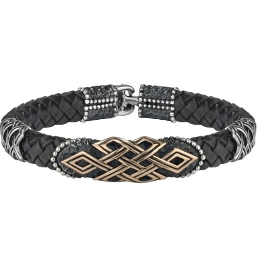 RICK OWENS 2025SS ANTHEM CUFF Leather Bracelet BLACK RA01E0601