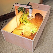 Tortoise Table Small Pet Reptile Wooden House Hide Shelter Den with Run