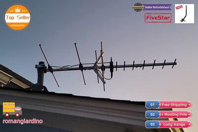 Long Range Yagi HDTV Antenna Outdoor 250 Mile for UHF VHF FM HD OTA