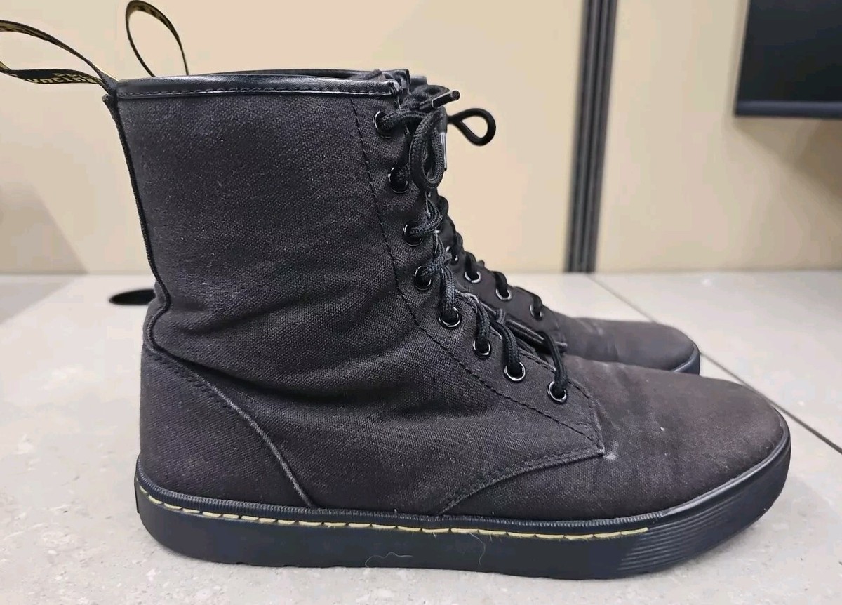 Dr Martens Sheridan Canvas Boots Size 8 Lace Up Black Casual 8 Eye