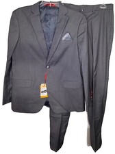 NEW w/Tags Marvelous Kids Boys 3 Pc Formal Suit Set 16 Dark Gray Paisley Pkt Sqr