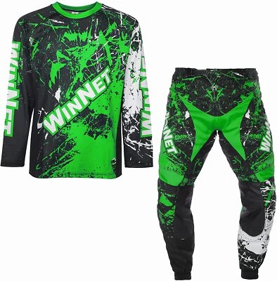 WINNET completo tuta maglia maglietta e pantaloni per moto KIT cross enduro o motocross