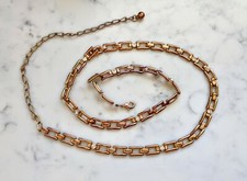 VTG 90s Rectangle And Rhinestone Goldtone Metal Chain Link Women's Belt