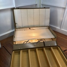 Photo Slide Gray Metal Storage Case Box Holds 150 Slides w/ light tray 750