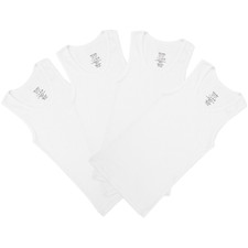 T-Cotton 4 Pack White Boys Scoop Neck Undershirt 100 Cotton Tank Top