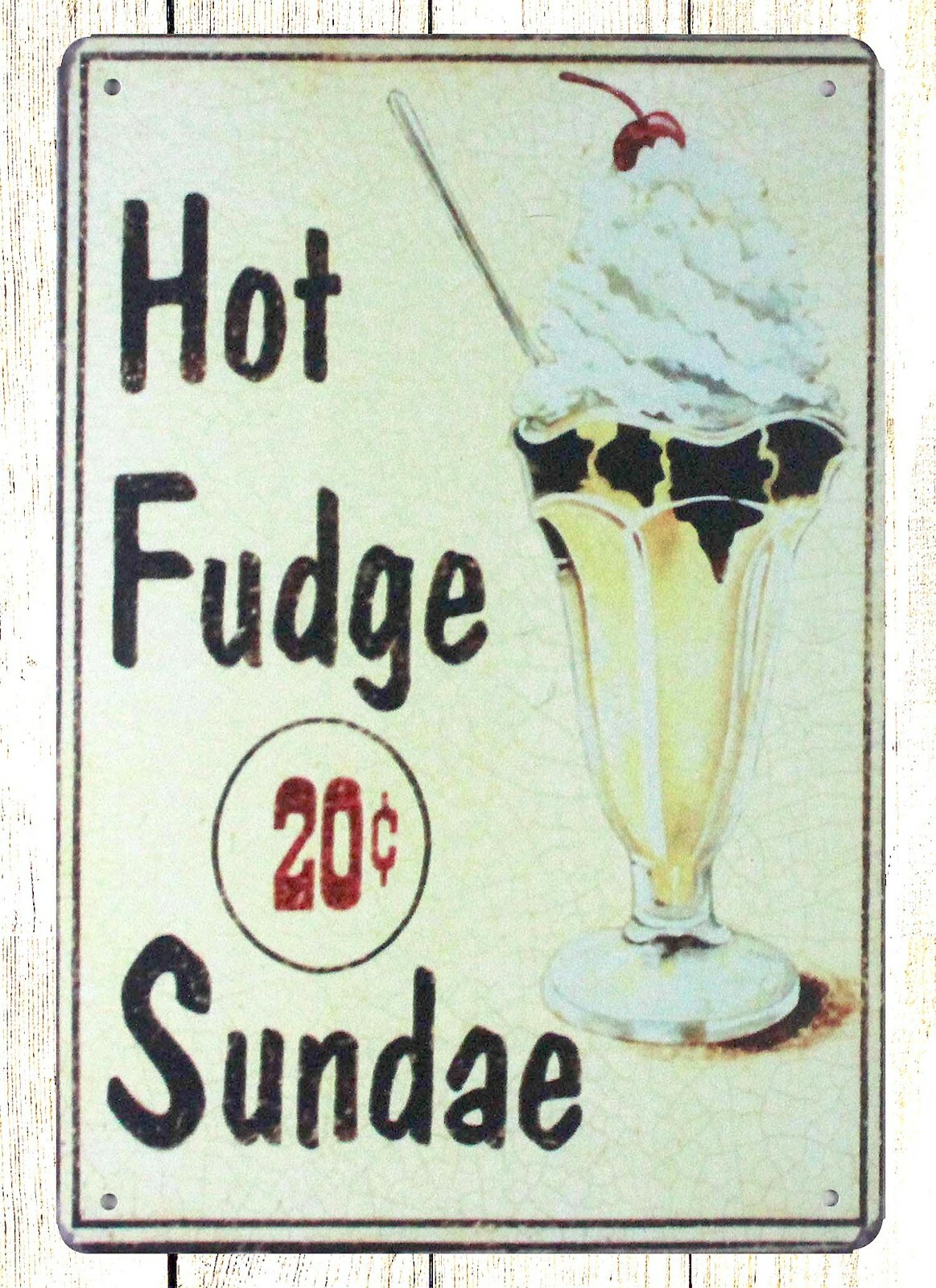 garden reproductions Hot fudge sundae tin metal sign