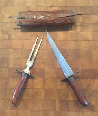 Vintage India Knife & Fork Carving Set Hand Carved | eBay
