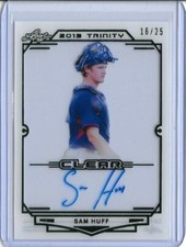 2019 Leaf Trinity SAM HUFF Clear Acetate Green Foil Auto RC 16/25 Rangers