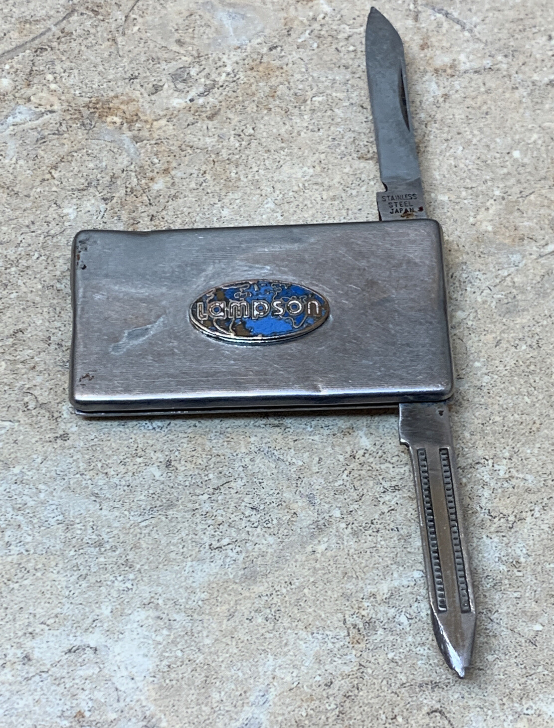 Vintage Rare Lampson Stainless Steel Money Clip Pocket Knife Nail File Japan eBay