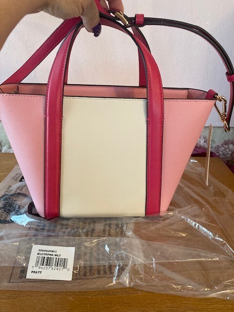 Michael Kors Carnation/Electric Pink Colorblock Pratt Saffiano