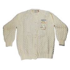 VTG 70s Starlight Trading Trestle Knit Cardigan Sweater Sz S White Chunky Plush