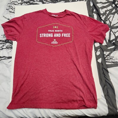 Molson Canadian ''True North Strong and Free'' T-Shirt VNTG Red Men's Large Y2K