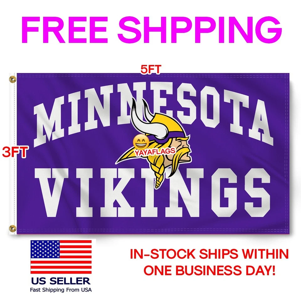 Minnesota Vikings 3x5 ft Banner Football Champions Man Cave Flag - Image 4 of 4