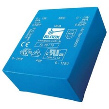 Image of 1 x Block FL 30/12, 30 VA low profile PCB transformer 2 x 115 V to 2 x 12 V