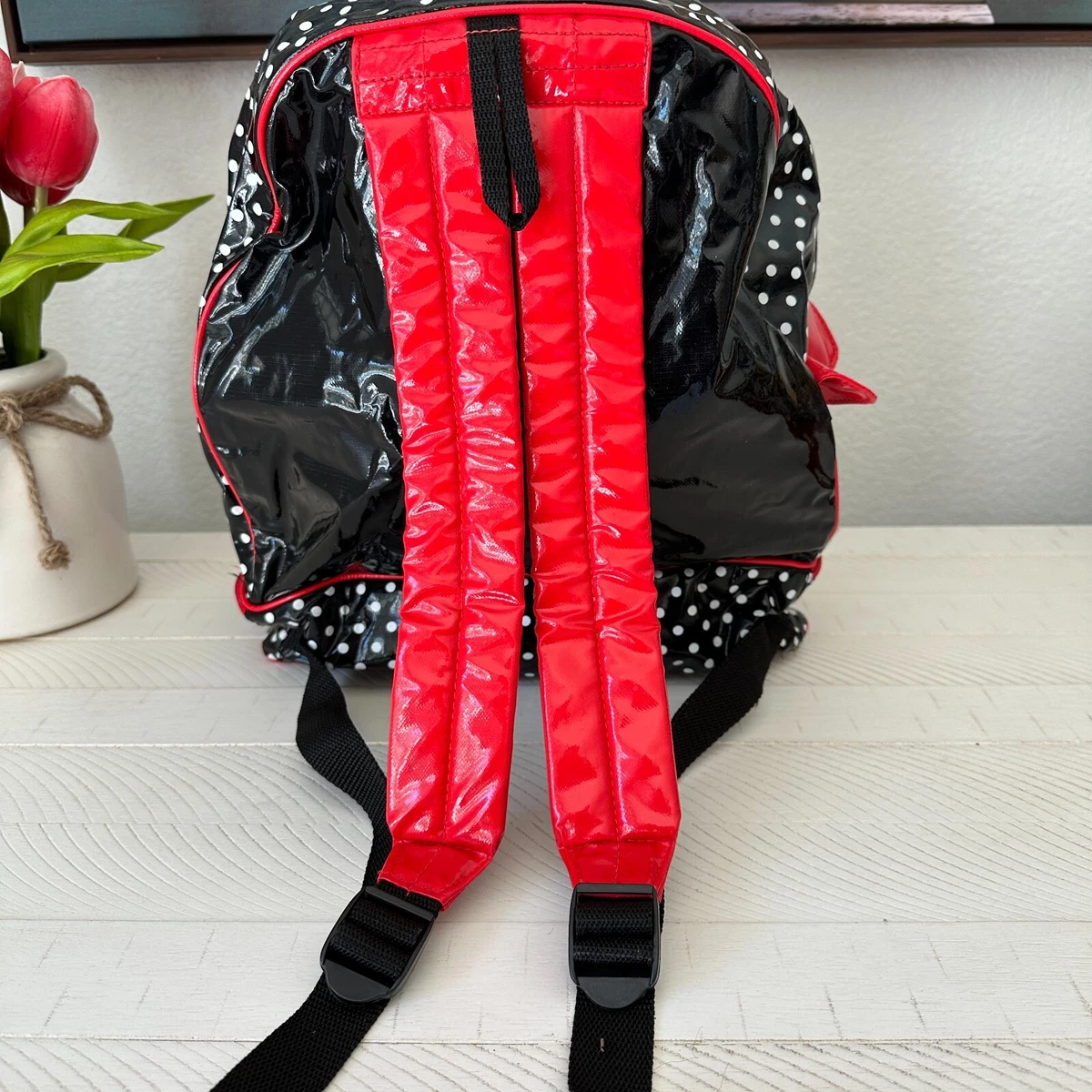 Disney 101 Dalmatians VTG 90s Backpack Bag Red Black White Polka Dots Perdita