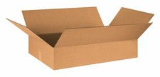 30206 Flat Corrugated Cardboard Box 30" L x 20" W x 6" H, Kraft, for Shipping...