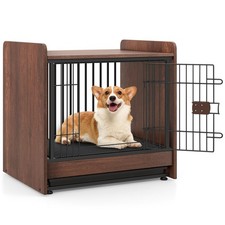 Indoor Dog Crate Cage Kennel with Tray Lockable Door Furniture End Table