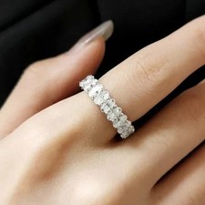 Anello Fede Nuziale 3,50 Ct Taglio Ovale Moissanite Fidanzamento Argento Sterling 925