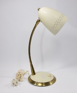 vintage 50s SCHREIBTISCHLAMPE Mid Century Tischleuchte Lochblech Design 50er