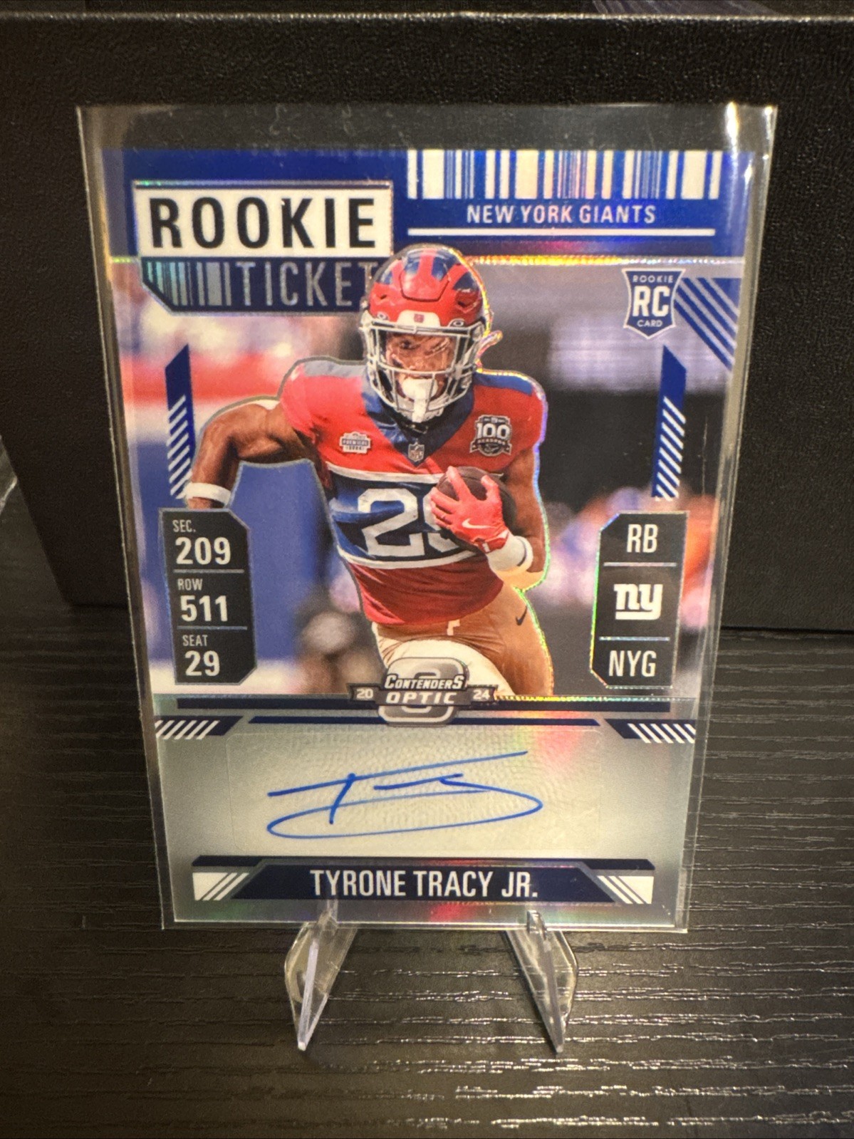 2024 Contenders Optic Tyrone Tracy Jr SP Rookie Ticket Blue Color Match Auto /75