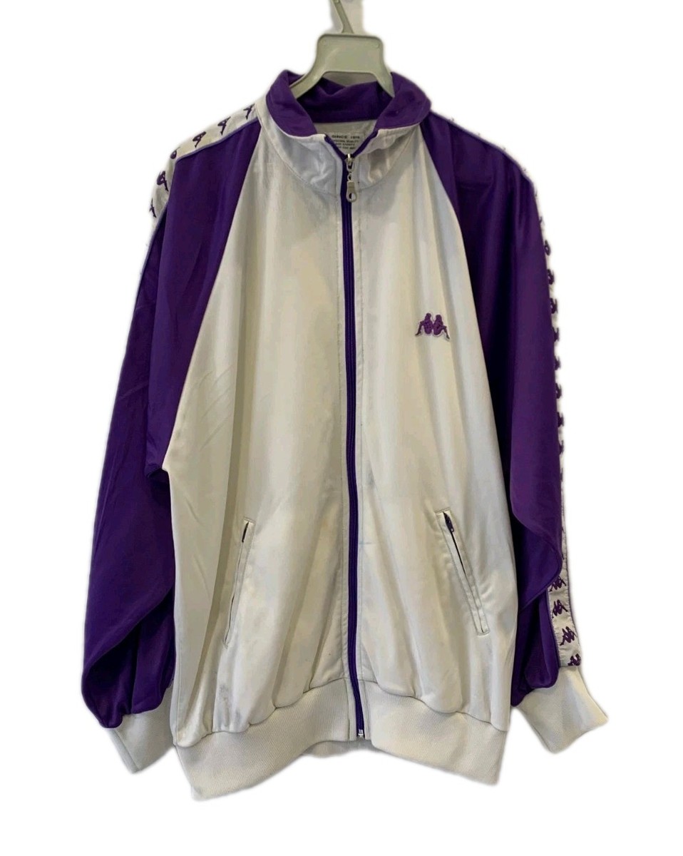 Vintage 80s Kappa Track Jacket Made in Italy Purple White Logo