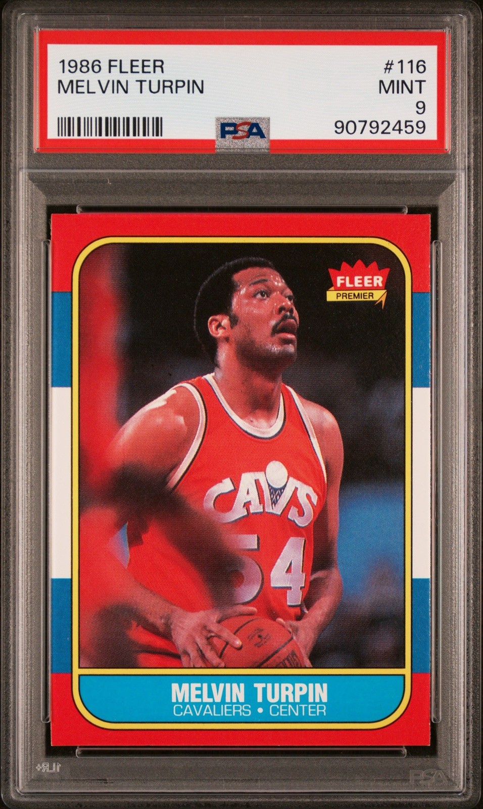 1986-87 Fleer Mel Turpin Rookie RC #116 Cleveland Cavaliers PSA 9