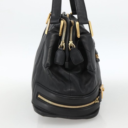 Chloe Hand Bag Leather Black Gold Auth BA11087 - Afbeelding 4 van 24