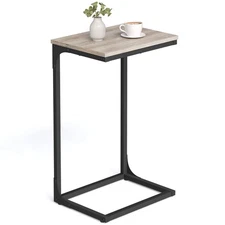 C-Shaped End Table, Side Table for Sofa, Couch Table with Metal Frame, Small ...