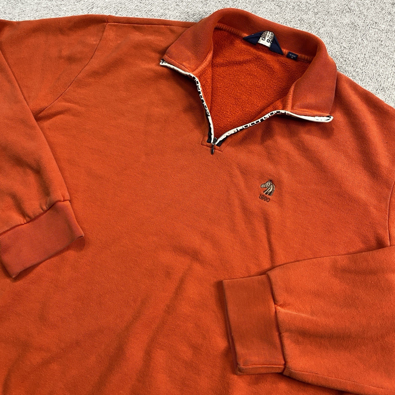 Polo Golf Ralph Lauren Felpa Uomo XL 1 4 Zip Pullover Arancione Pony 1890 Vintage