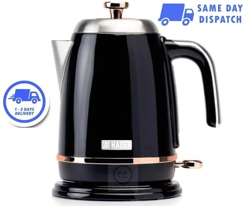 Haden Salcombe 1.7L Black Copper Cordless Kettle Fast Boil 3KW Free P&P