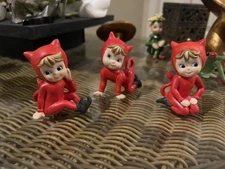 Lefton Red Devil Figurines - RARE! - Christmas Halloween Valentine Day