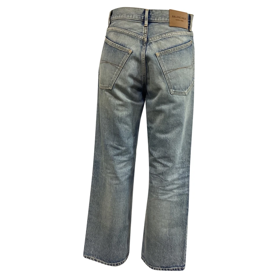 Balenciaga Mid-Rise Washed Tapered Jeans In Denim Women Light Blue Size 26 - Image 3 of 4