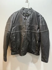 Hot Leathers Motorcycle Jacket Racer Style Black Size 52 Leather Pants Medium