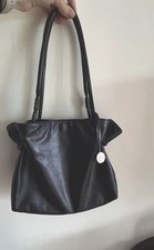 Furla Black Leather Shoulder Bag Silver Toned Hardware Good Condition