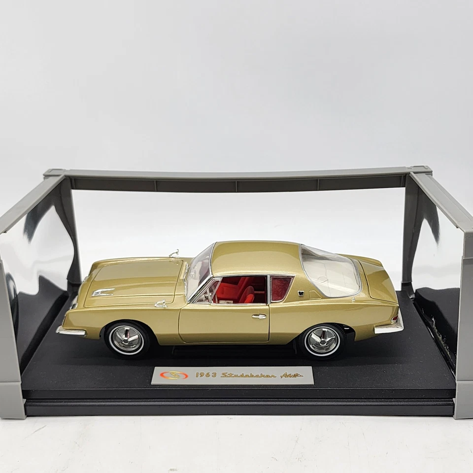 Signature Models 1:18 1963 Studebaker Avanti Gold Displayed Only w/ Base Stand - Image 3 of 4