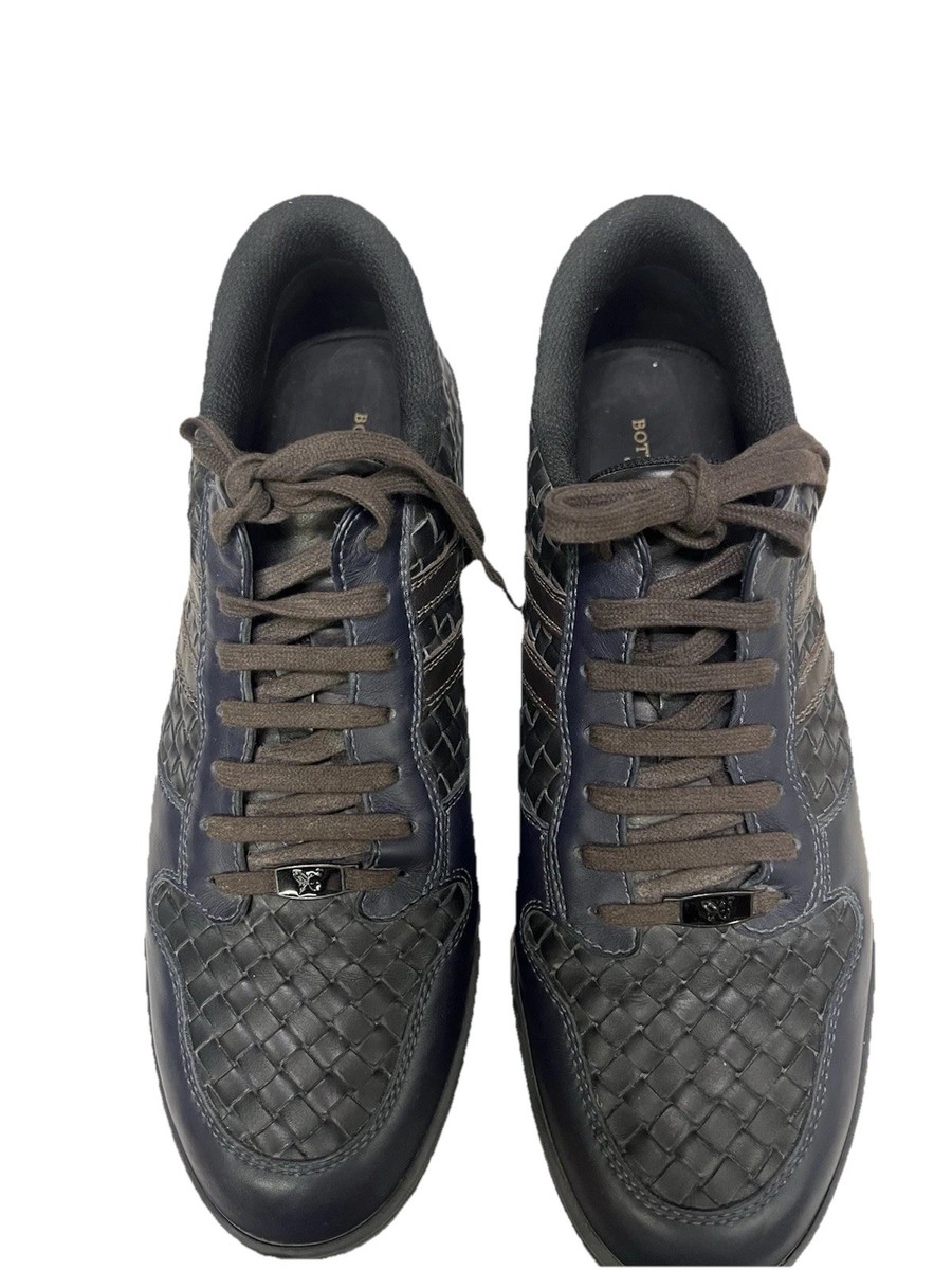 靴 BOTTEGA VENETA Bottega Veneta Entrecciato Woven Sneakers Blue Shoes. Size