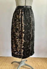 Vintage 1970's Holly Harp Nude and Black Silk Devore Skirt