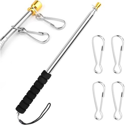 9.8ft Telescopic Handheld Flagpoles with Clips,Stainless Steel Portable Flag