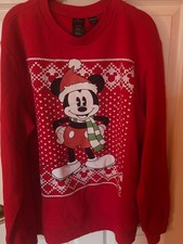 Disney Mickey Mouse Red Holiday Christmas Light Up Sweatshirt Size Large