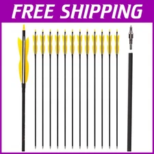 31" Carbon Hunting Arrows with 5" Turkey Feathers - 12 Pack for Archery Practice
