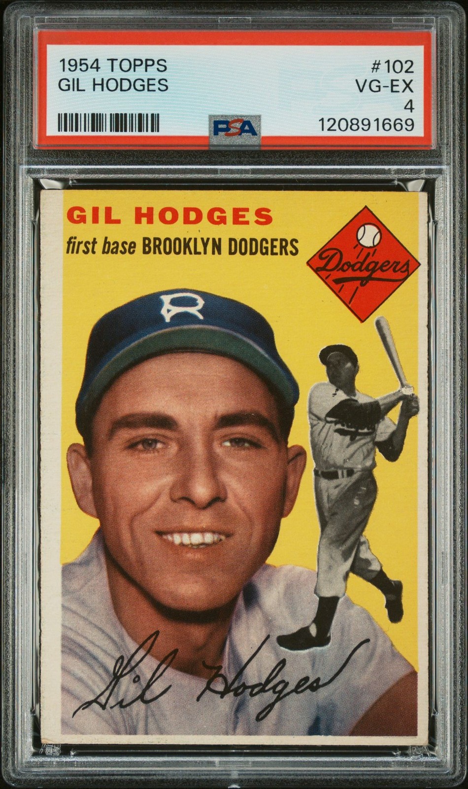 1954 Topps GIL HODGES #102 PSA 4 VG-EX